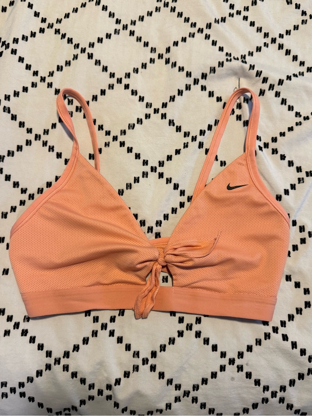 Nike Peach Tie-Front Mesh Sports Bra